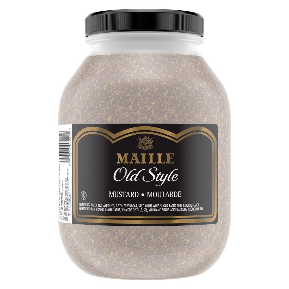 Maille Old Style Whole Grain Stone Ground Mustard, Premium Quality, for Marinades, Sauce and Dressing Jar, Gluten Free, 8.16 Lbs, Pack of 4