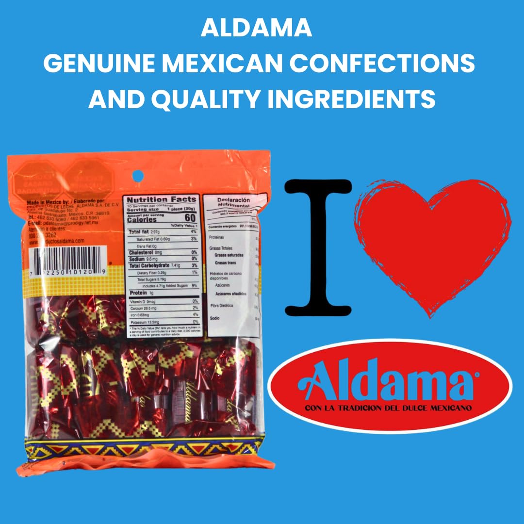 ALDAMA Glorias Mexican Milk Candy, 10.4 oz - Authentic Cajeta Caramel Sweets with Pecan, Traditional Goat’s Milk Dulce de Leche from Mexico
