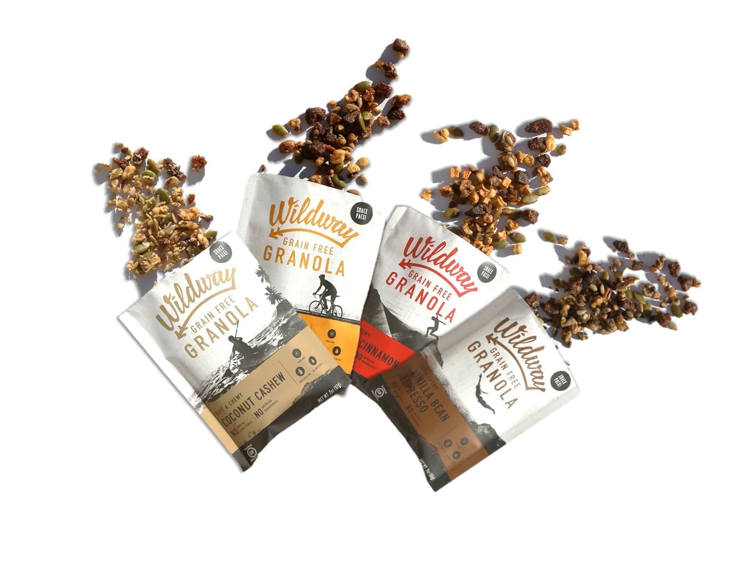 Wildway Keto Granola Snack Packs| Variety | Grain-Free Certified Gluten-Free Cereal | Vegan, Low Carb & No Sugar Added | Paleo-Friendly, Non-GMO Fruit