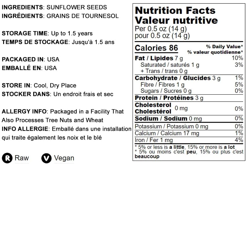 Food to Live Raw Sunflower Seeds in Shell, 6 Ounces - Fresh, Crunchy and Nutty Snack for on-the-go, Preservative-free, Great Source of Protein, Fiber