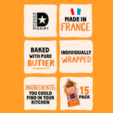Michel et Augustin Cookies, Individually Wrapped Snacks Gift Box, Milk Chocolate & Caramel Shortbread Cookie Bars, 18-Pack, 4 French Butter Cookies