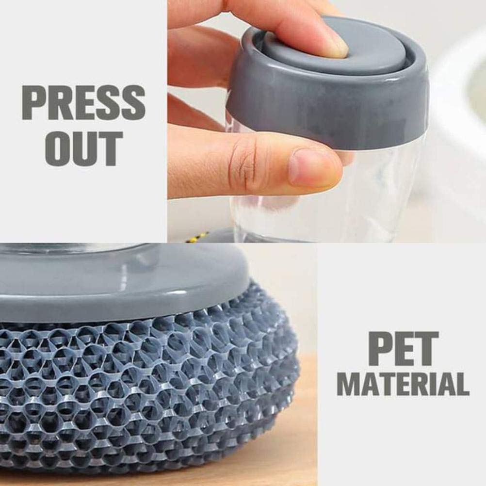 Dispensing Palm Brush Washing Brush with Integrated Detergent Dispenser Steel Dish Scrubber Stop Cleaner Metal Sponge Household Kitchen