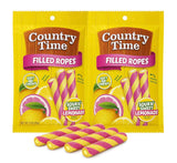 Country Time Candy Filled Ropes Sour N' Sweet Lemonade Gummy Candy Sticks, Soft & Chewy Twist Candy 3 oz. - 2 Pack by Macco