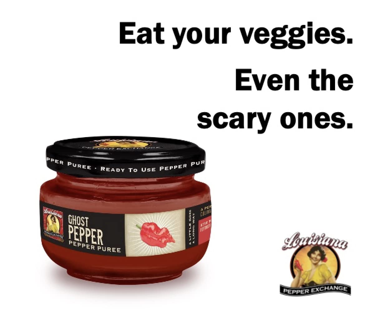 Ghost Pepper - Louisiana Pepper Exchange - Fresh Pepper Replacement (Ghost Pepper Puree) 1 Jar - Plant-Based, Gluten-Free, Simple Ingredients. Super