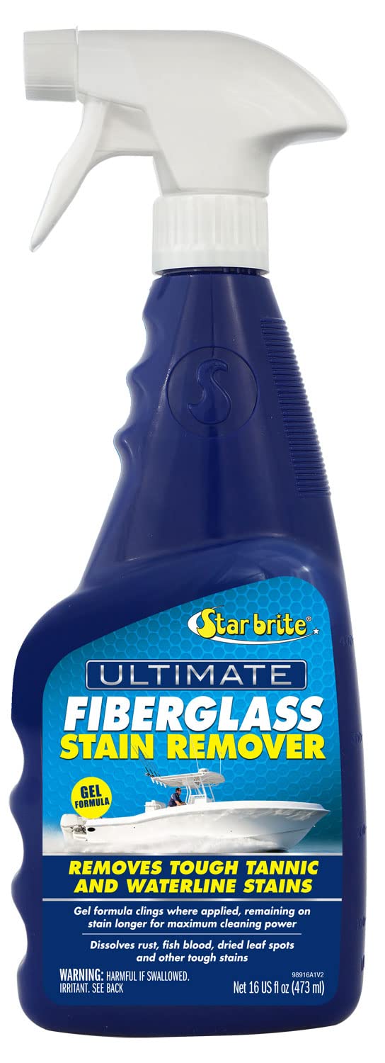 STAR BRITE Ultimate Fiberglass Stain Remover - Easy-to-Use Marine Grade Solution to Eliminate Tough Rust, Leaf & Waterline Stains for Boats and More