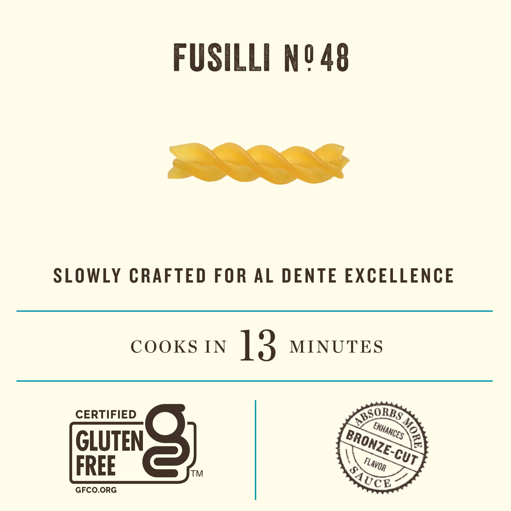 Rummo Gluten Free Fusilli N.48 - Gluten Free Fusilli Pasta Noodles, Made with Brown Rice & Corn, Pasta from Italy - 12 Ounce (Pack of 1)