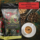 Bones Coffee Company Sumatra Single-Origin, Dark Chocolate, Smoky Earthy Notes, Whole Coffee Beans, Low Acid Darl Roast Arabica Beans Flavored Coffee