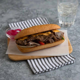 Original Philly Ribeye Seasoned Beef Sandwich Slices, 5 Ounce -- 32 per case.