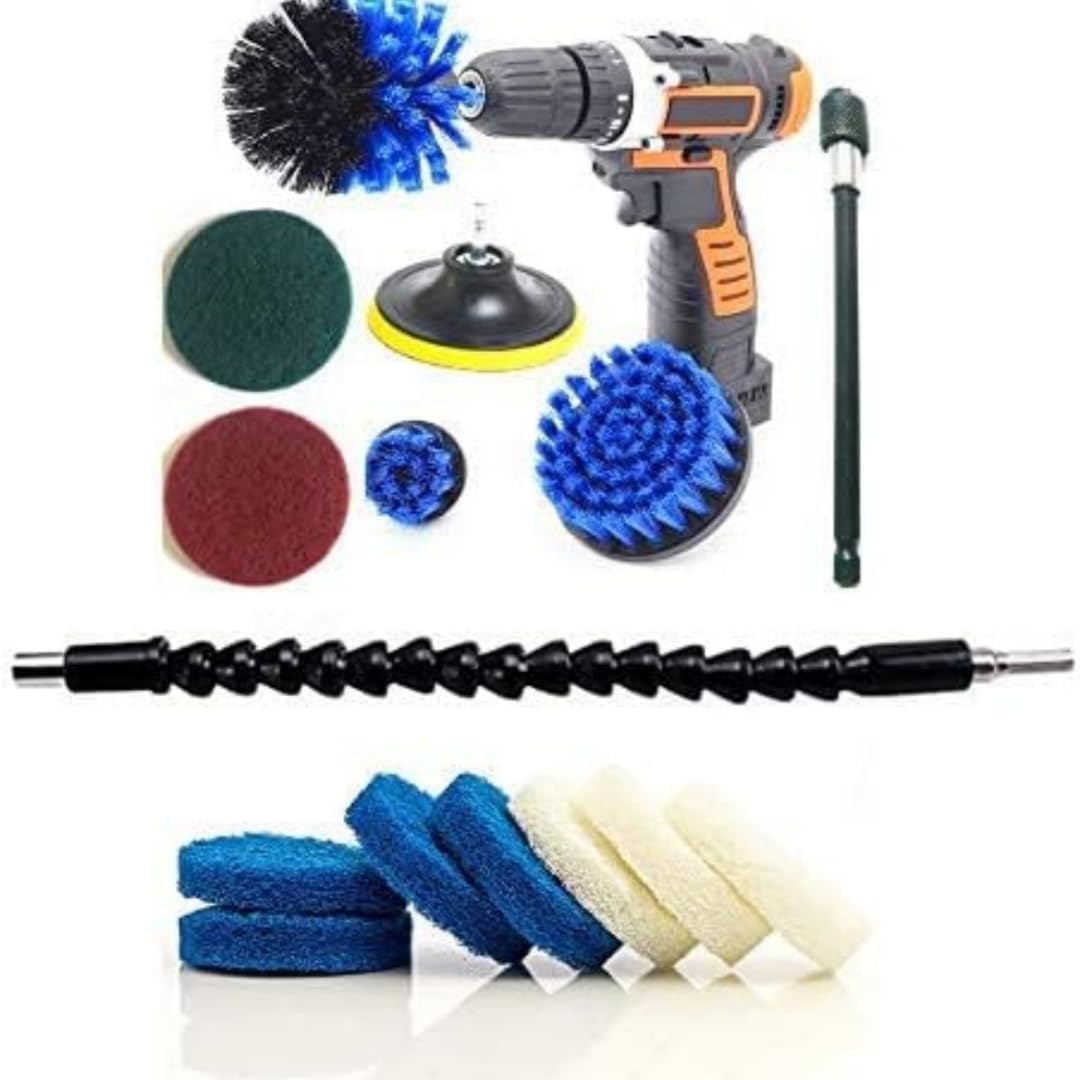 Drill Brush Power Scrubber Cleaning Set, 15 Piece Cleaner Scrubbing Brushes Attachments for Home Kitchen, Bathroom Surface, Carpet, Grout, Tile, Tub