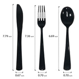 Party Essentials Party Supplies Wrapped Silverware Set Disposable, Pre Rolled Napkin and Cutlery, Spoons/Forks/Knives Black, 50 Units
