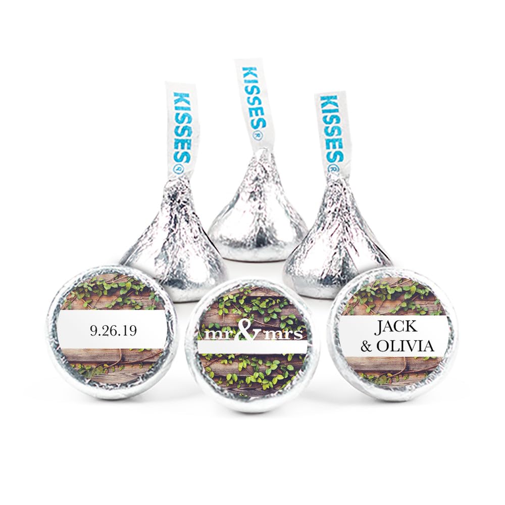 Personalized Wedding Stickers for Kisses Favors (108 Count) - Mr. & Mrs.