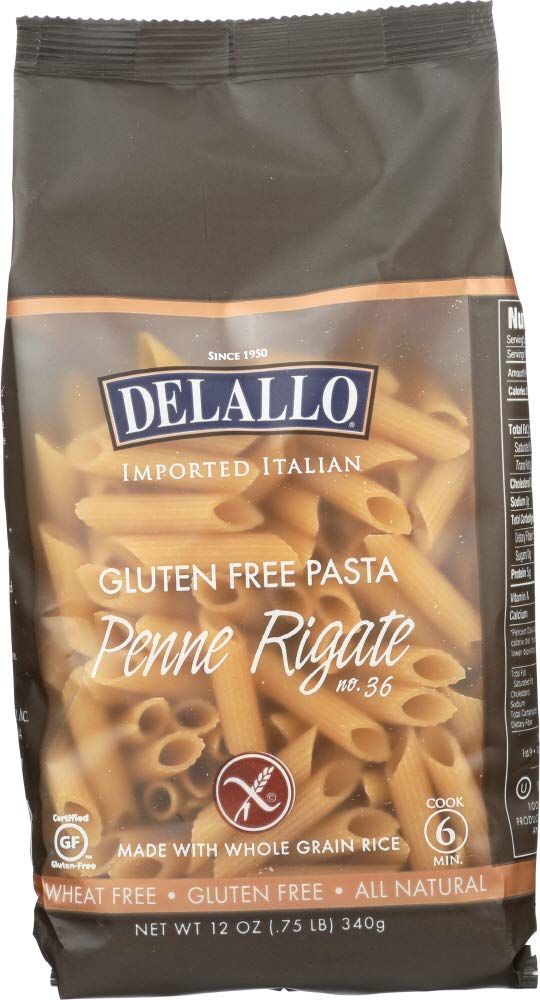DeLallo Gluten Free Brown Rice, Penne Regate, 12-Ounce (Pack of 12) by DeLallo