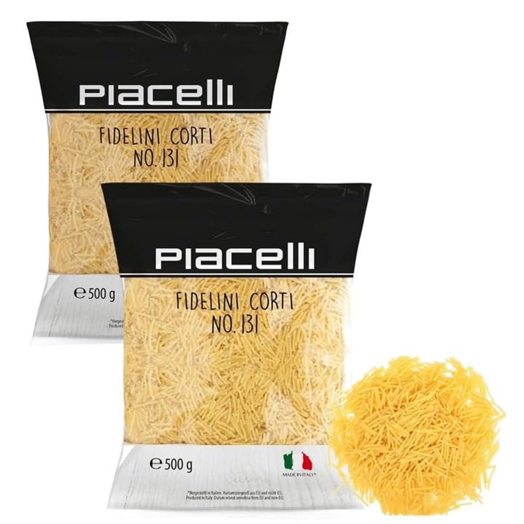 Piacelli Short fidelini pasta - Protein Pasta Made from Fine Durum Wheat Semolina for Rich Flavor - Enjoy Organic Noodles in Your Favorite Recipes