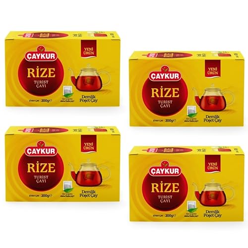 ÇAYKUR Rize Turist Black Tea, Large Tea Bags for Teapot Brew, Bright Red, Loose Leaf, Individually Wrapped 40 Bags, 200 gr / 7.05 Oz (Pack of 4)