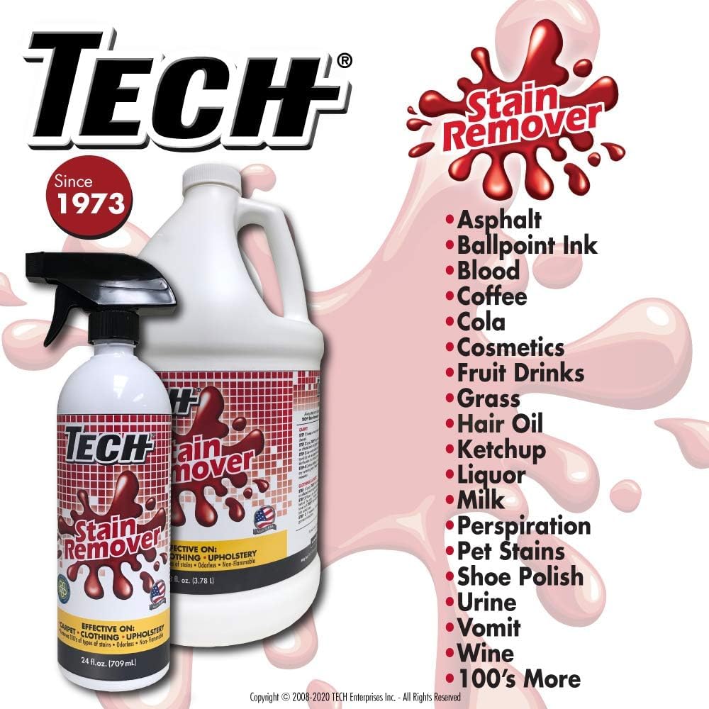 TECH Multi-Purpose Stain Remover | For Carpet, Clothes, Baby, Furniture, Pet, Upholstery, Laundry, Rug Stains | Red Wine, Blood, Coffee, Armpit Stain