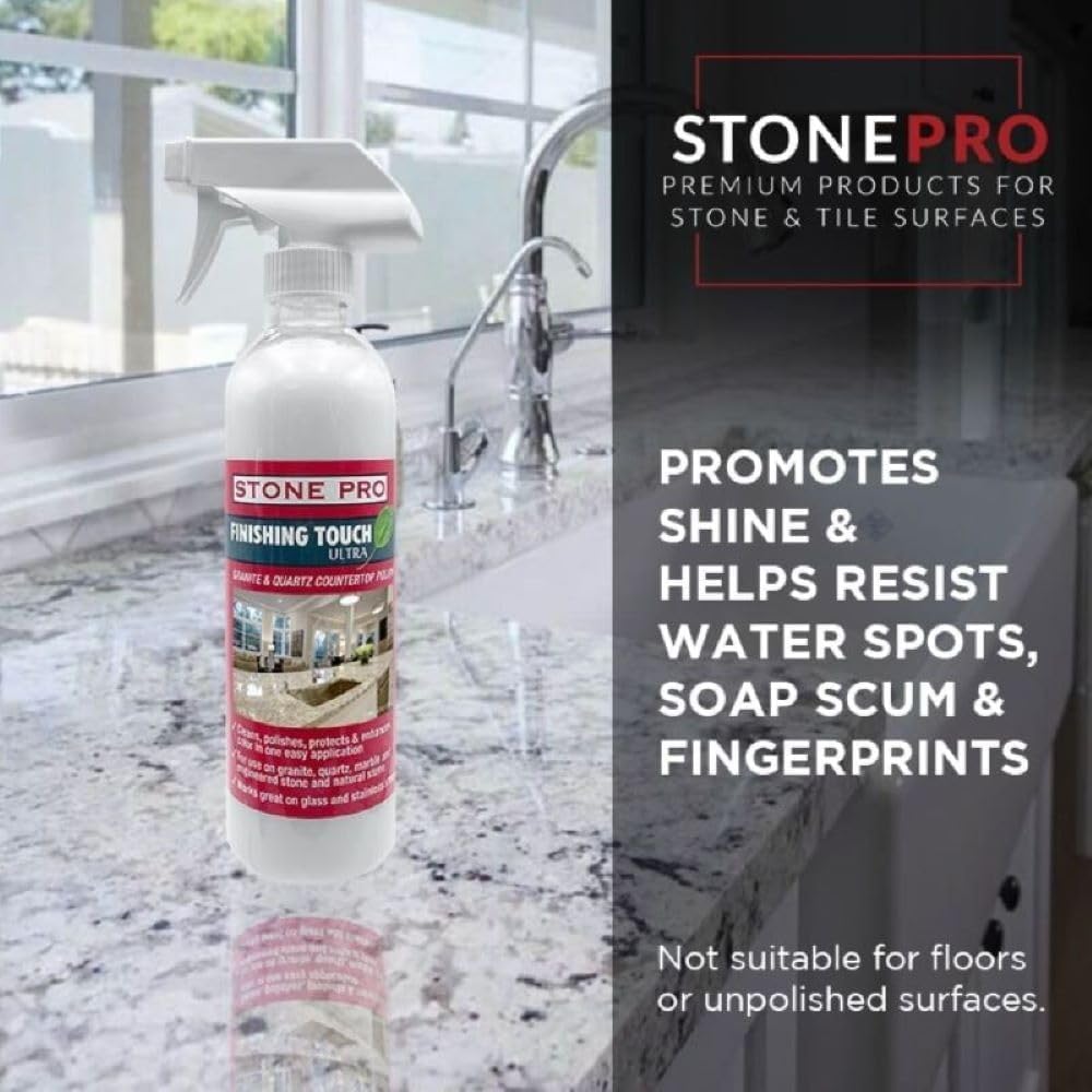 Stone Pro Marble and Granite Cleaning Kit - Premium Cleaning & Polishing Solution with Crystal Clean, Finishing Touch, & Cleanning Towels