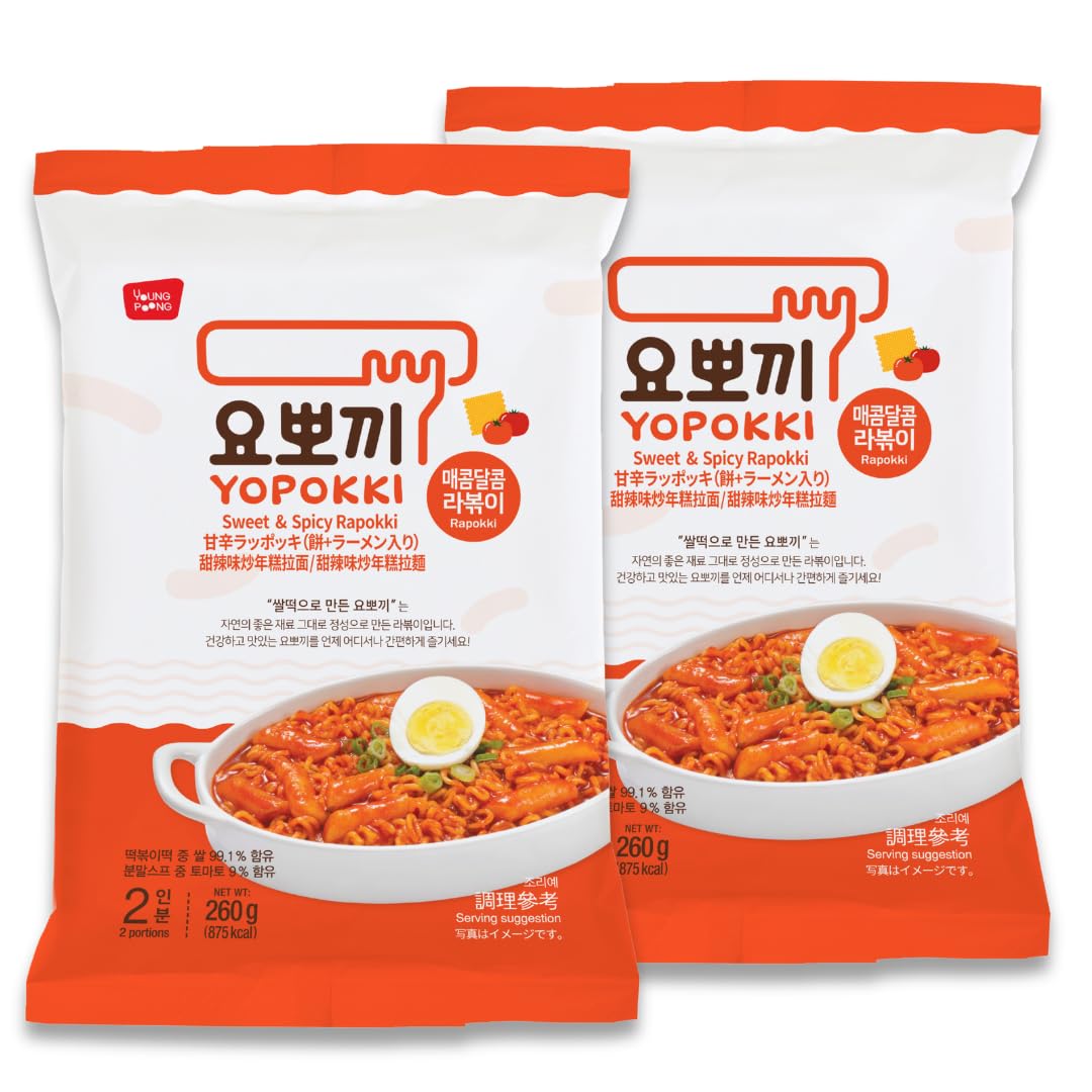 Yopokki Instant Rabokki Cup - Korean Tteokbokki Rice Cakes with Ramen Noodles, Quick & Easy Korean Street Food, Asian Snacks for College Dorms (2