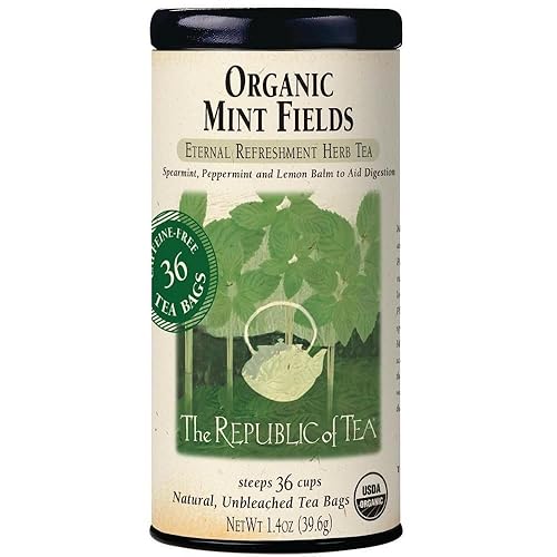 The Republic of Tea - Organic Mint Fields Herbal Tea Bags, Caffeine Free, 36 Servings
