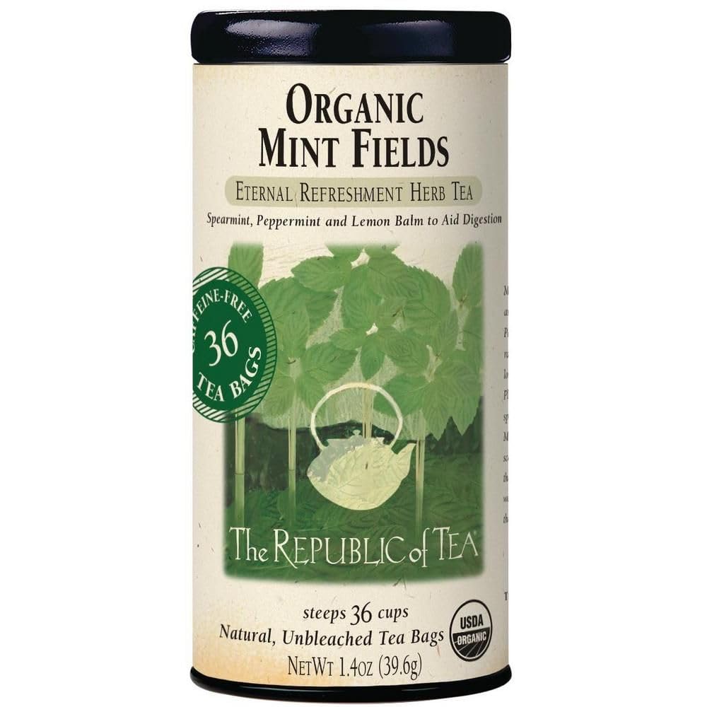 The Republic of Tea - Organic Mint Fields Herbal Tea Bags, Caffeine Free, 36 Servings