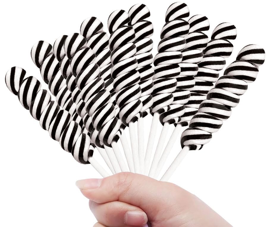 Black Twisty Lollipops - 24 Unicorn Suckers Individually Wrapped Bulk - Great for Candy Buffet - Wedding - Graduation - Halloween - Baby Shower