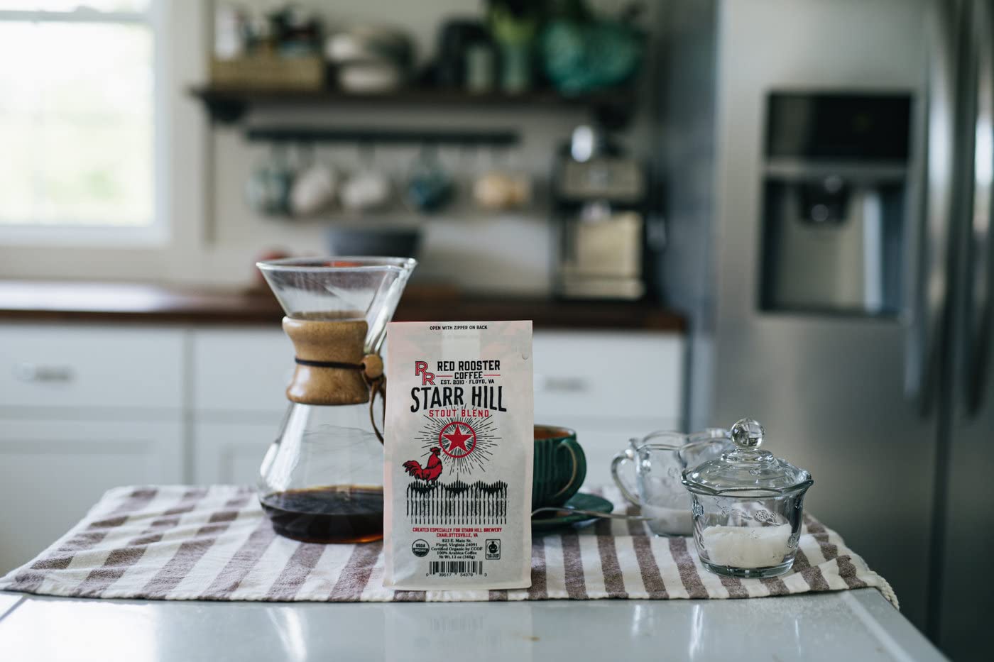 Red Rooster Coffee, Organic Starr Hill Stout Coffee - Medium-Dark Roast Whole Bean - Notes of Dark Chocolate, Praline & Citrus - 12oz - USDA Organic