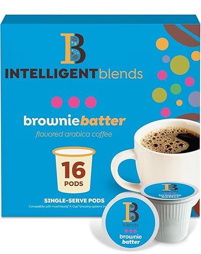 Intelligent Blends Brownie Batter Flavored Coffee Pods, 16 ct, Medium Roast Single Serve Pods - 100% Arabica Coffee, Compatible with Keurig K Cups