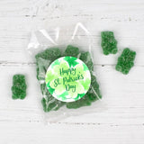 12 Pcs St. Patrick's Day Stickered Goodie Bags With Green Gummi Bears