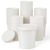 JOLLY PARTY 50pack 16oz Paper Soup Containers with Lids, Disposable Paper Food Cups, Ice Cream Cups, Food Storage with Lids, Microwavable and Freezer