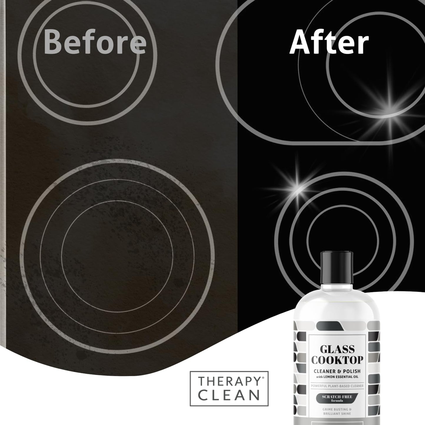Therapy Glass Cooktop Cleaner Bundle with Microfiber Cloth - Glass Stove Top Cleaner and Polish for Ceramic, Electric, Induction and Flat Top Surfaces