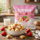 Kanoa Filled Cereal Snacks - 3.17 oz Bags (Pack of 14) - Gluten Free Cereal Pillows Snack (Strawberry)