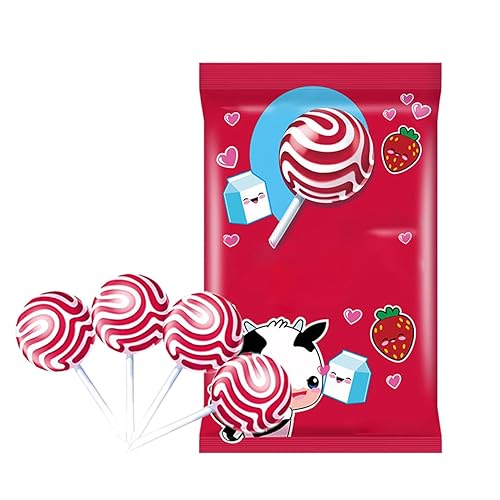Strawberry Lollipop 200g (Pack of 20) Suckers 7.05oz. Strawberry Suckers Kids Milk Lollipop