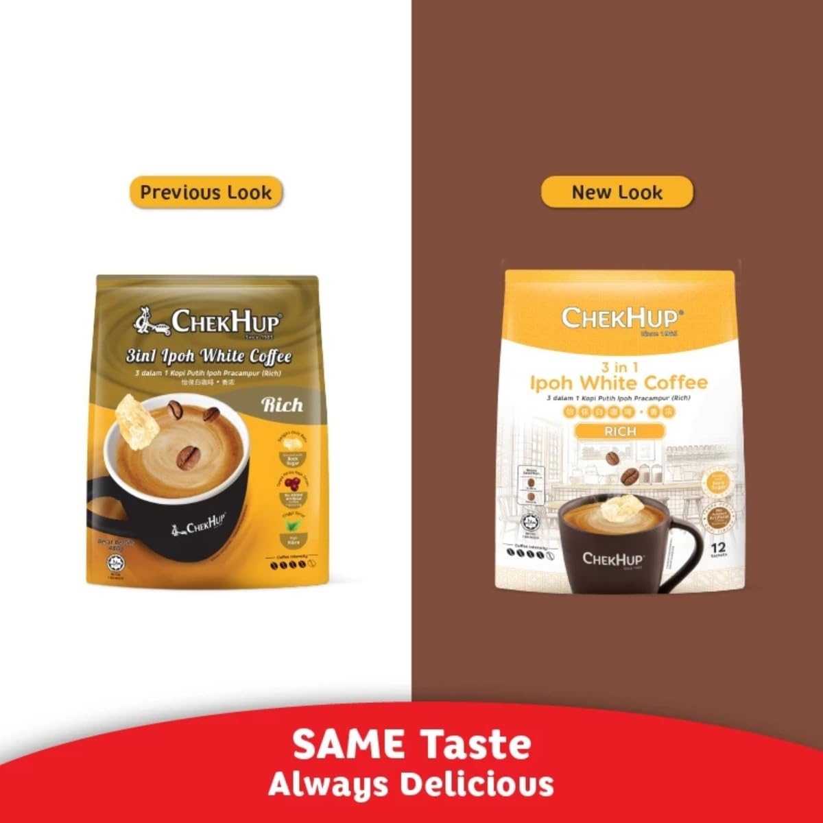 4 Pack Chek Hup 3 in 1 Ipoh White Coffee KING Imported from Malaysia (4x12 sachets)
