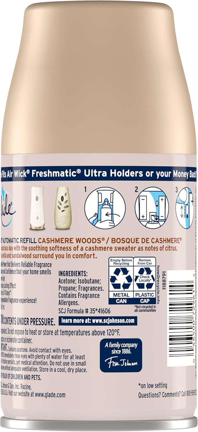Glade Cashmere Woods Scent Air Freshener Refill 6.2 oz. Aerosol