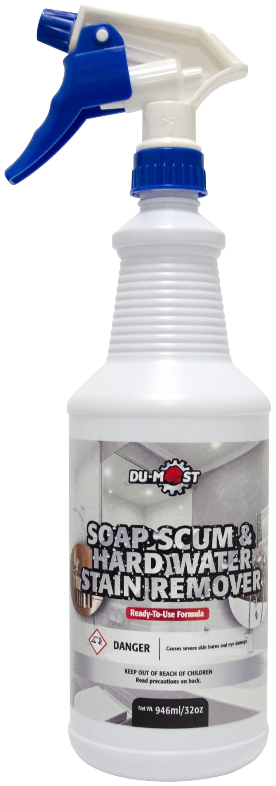 DU-MOST Soap Scum & Hard Water Stain Remover, High Foaming Acid Cleaner Removes Limescale & Soap Residue, Kitchen & Bathroom Use, 32 Oz