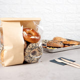 Restaurantware - Bag Tek 8.3 x 3.9 x 13.8 Inch Kraft Tin Tie Bags With Windows, 100 Resealable Bakery Bags With Windows - Flat Bottom, For Cookies or