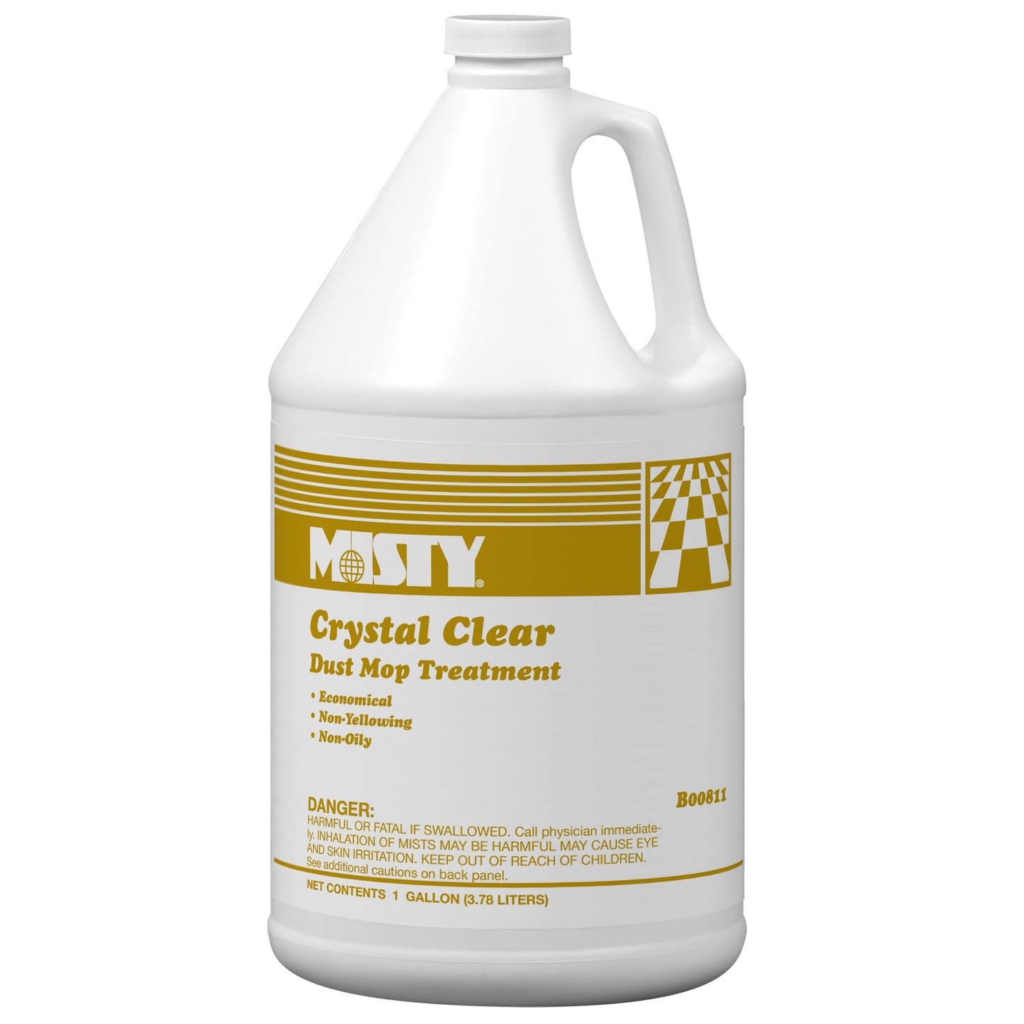 MISTY Crystal Clear Dust Mop Treatment - 1 Gallon (Case of 4) 1003411 - Helps in Removal of Dirt, and Abrasive Matter from Wood, Asphalt, Linoleum