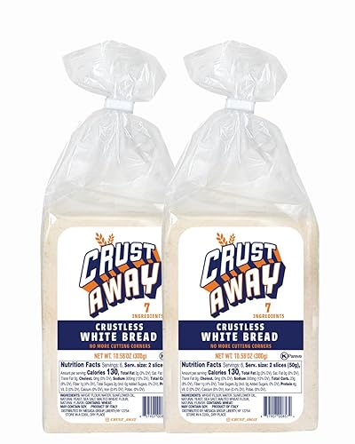 Crust Away Crustless Bread, White Sandwich Bread, No Crusts, Ready for Lunch & Kids Meals - Non-GMO, Kosher, All Natural - Pack of 2