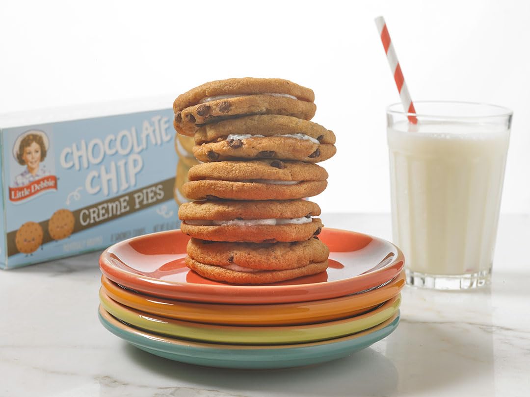 Little Debbie Chocolate Chip Creme Pies, 8 Individually Wrapped Sandwich Cookies, 10.63 OZ Box