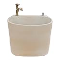 Garden Floor Mop Sink Set 16x13x16in, Ceramic Utility Mop Basin with Faucet and Button Drainage Large Capacity Mops Bucket for Garage Laundry Room