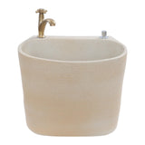 Garden Floor Mop Sink Set 16x13x16in, Ceramic Utility Mop Basin with Faucet and Button Drainage Large Capacity Mops Bucket for Garage Laundry Room