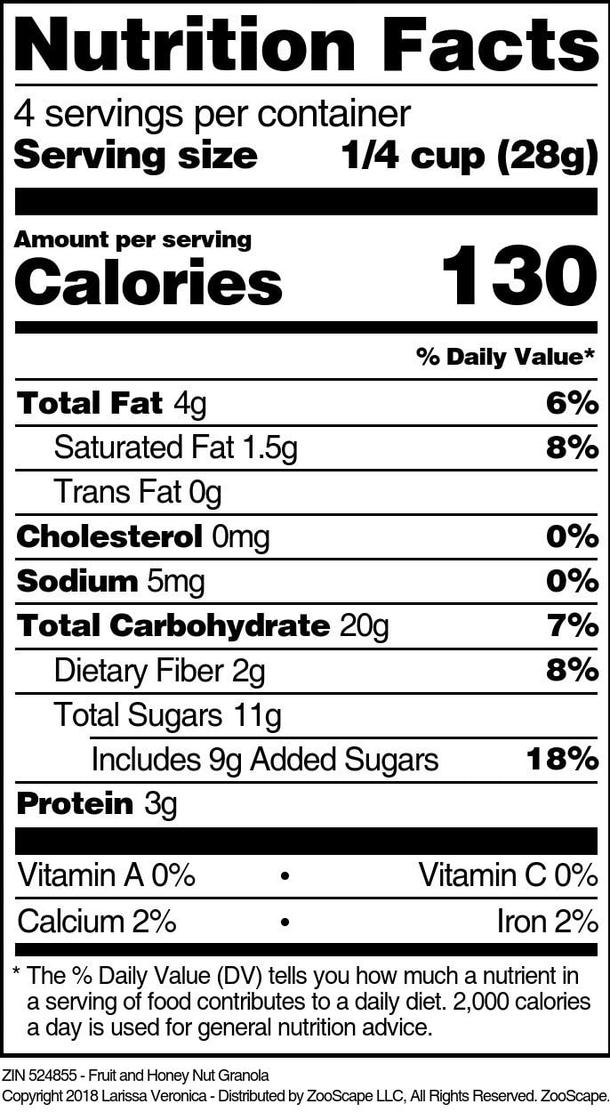 Fruit and Honey Nut Granola (4 oz, ZIN: 524855) - 2 Pack