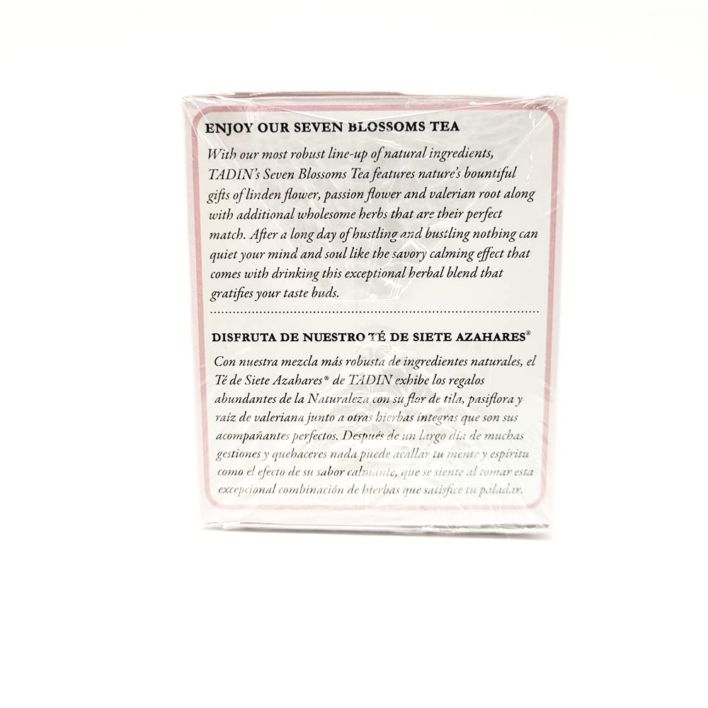 Tadin Seven Blossoms Herbal Tea Blend. Relaxation and Ease of Rest. Improves Digestion. High in Antioxidants. 24 Bags. 1.01 oz. Pack of 6