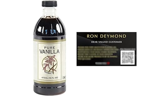 KS Pure Vanilla Extract 16 FL OZ, with RON DEYMOND Card, Real Vanilla Extract - For Cooking, Drinks & Desserts - 100% Vegan, Sugar Free & Kosher
