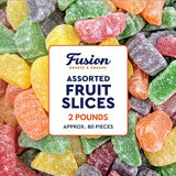 Assorted Fruit Slices Jelly Candy 2 Pound Bulk Bag of Old-Fashioned Sugar-Dusted Gum Drops, Jelly Fruit Mix, Nostalgic Soft Gems for Gifts & Bowls