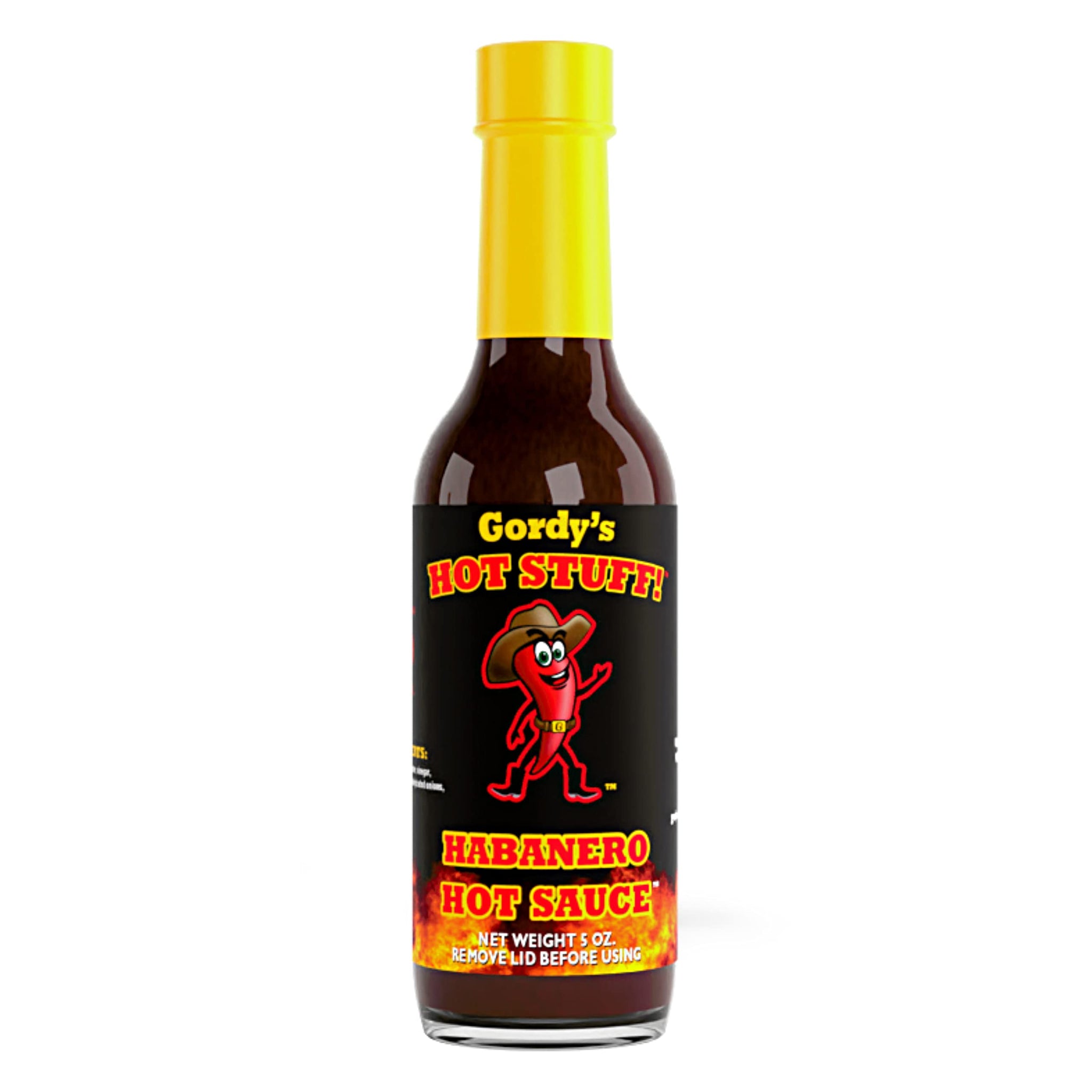 Gordy's Hot Stuff! Gourmet Hot Sauce, Real Texas Hot Sauce Made with Not-So-Hot Peppers and Bold Flavors, 5.7oz (Habanero, 5.7oz (Pack of 1))