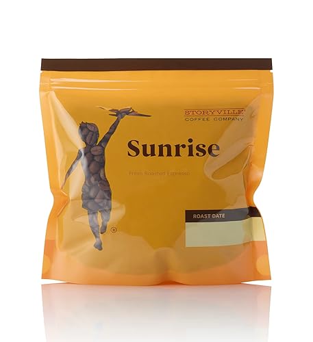 Storyville Coffee Sunrise Espresso Blend, Premium Medium Roast Whole Bean Coffee, Chocolate & Caramel Notes, Fresh Roasted, 8 oz Bag