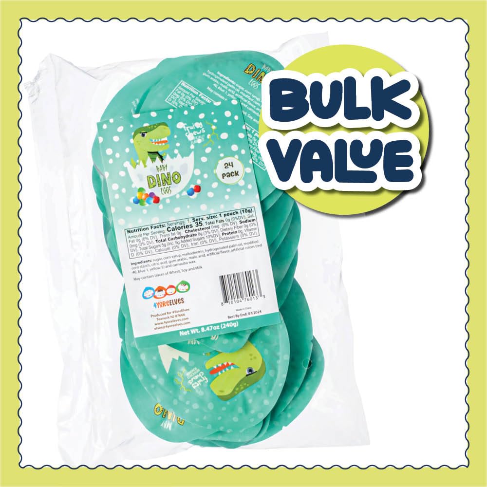 24 Pack of Dinosaur Candy - Baby Dinosaur Eggs Mini Fruit Chews for Dinosaur Party, Dino Party Favors, Candy for Party Bags [Pack Of 24 X0.35oz/10g