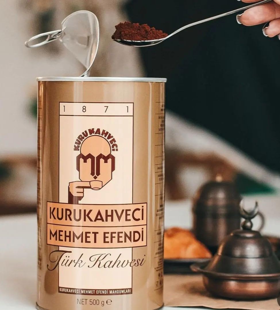 KURUKAHVECI MEHMET EFENDI Turkish Coffee, 100% Arabica, Finely Roasted Ground Coffee for Cezve, Rich Aroma, Medium, Authentic Turkish Coffee Tradition