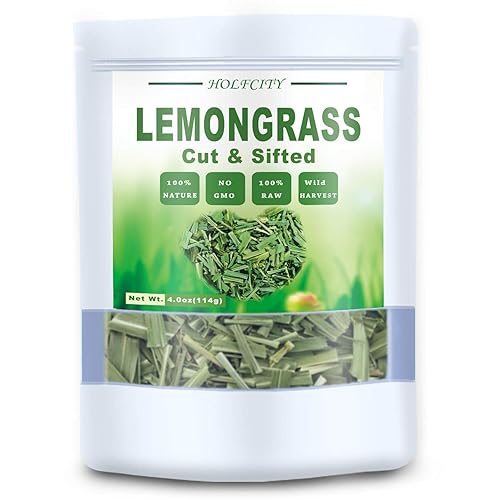 Dried Premium Lemongrass Leaves, Lemon Grass Loose Leaves Tea, Citronella for Thai Food and Herbal Tea, Cut & Sifted, Bulk Spices (4.0 oz)