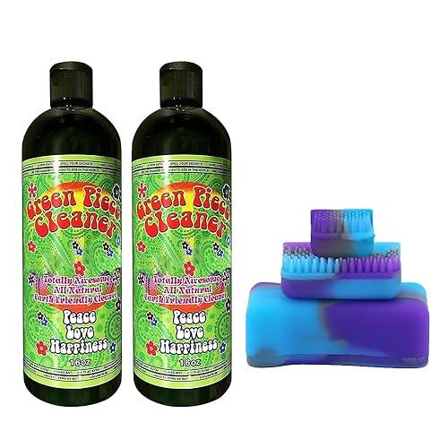 Green Piece® Magnetic Glass Cleaner Kit (Made in USA) - 2 Bottles of 16 oz Glass Cleaner with Purple Magnet Scrubber for Easy Grime Eco-Friendly